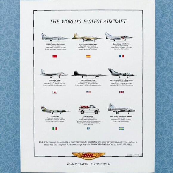 DHL “World’s Fastest Aircraft” 1989 Ad | Aviation Print - Picture 2 of 6